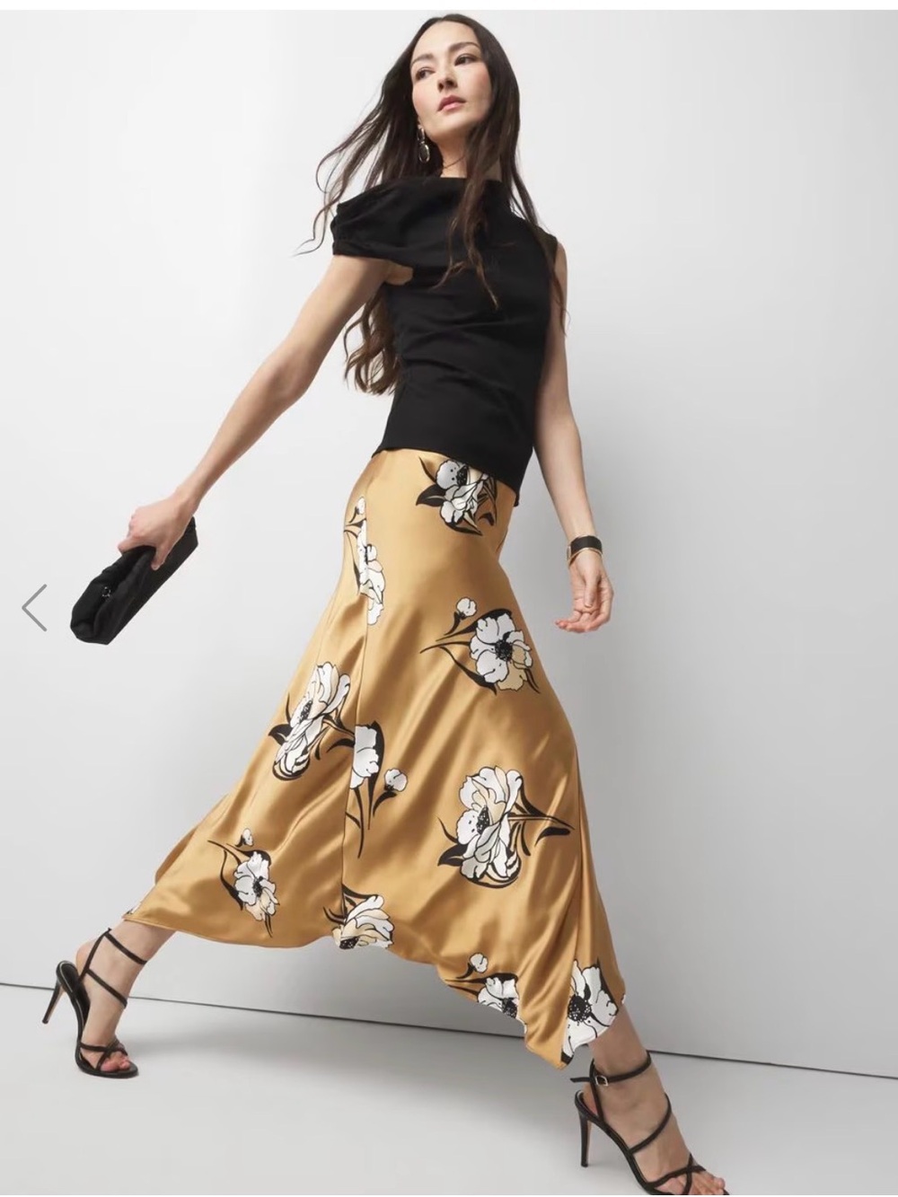 White House Black Market Satin slip Maxi Skirt